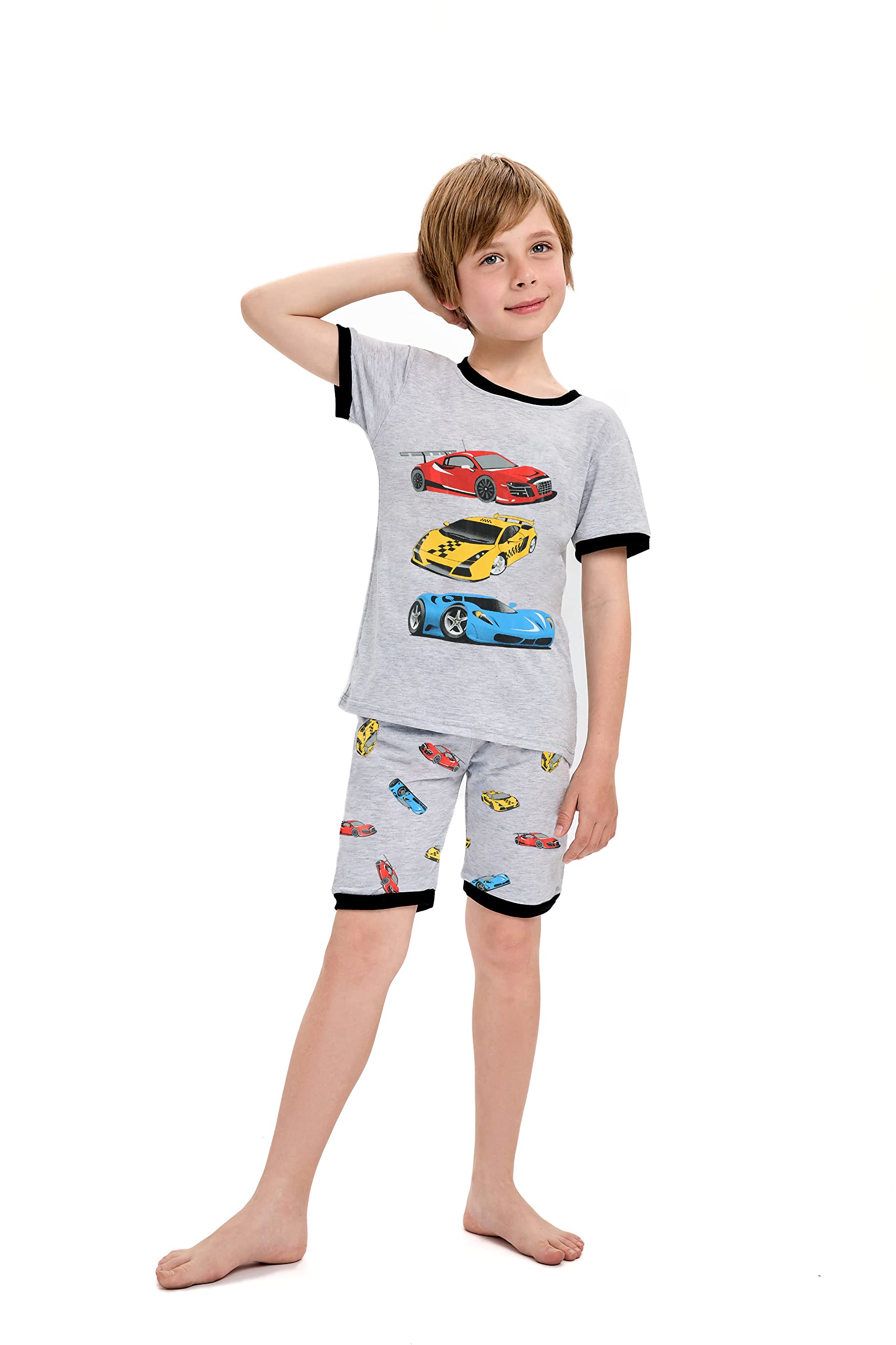 Little Hand Boy Pajamas Set Short Pjs Toddler Monster Truck Sleepwear Cotton Excavator Jammies Summer Clothes 2-7 Years - Image 3